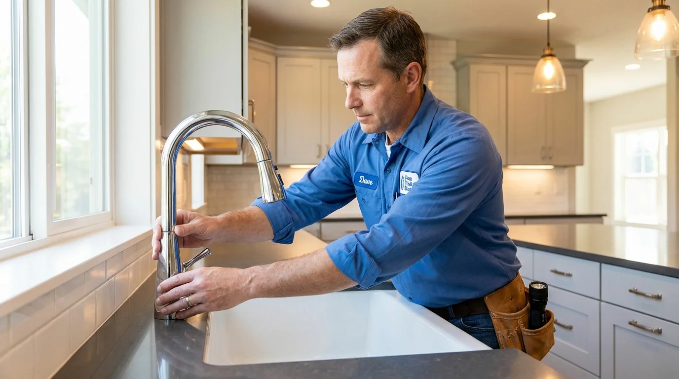 Kitchen faucet installation by Johns Plumbing LLC in Raymond