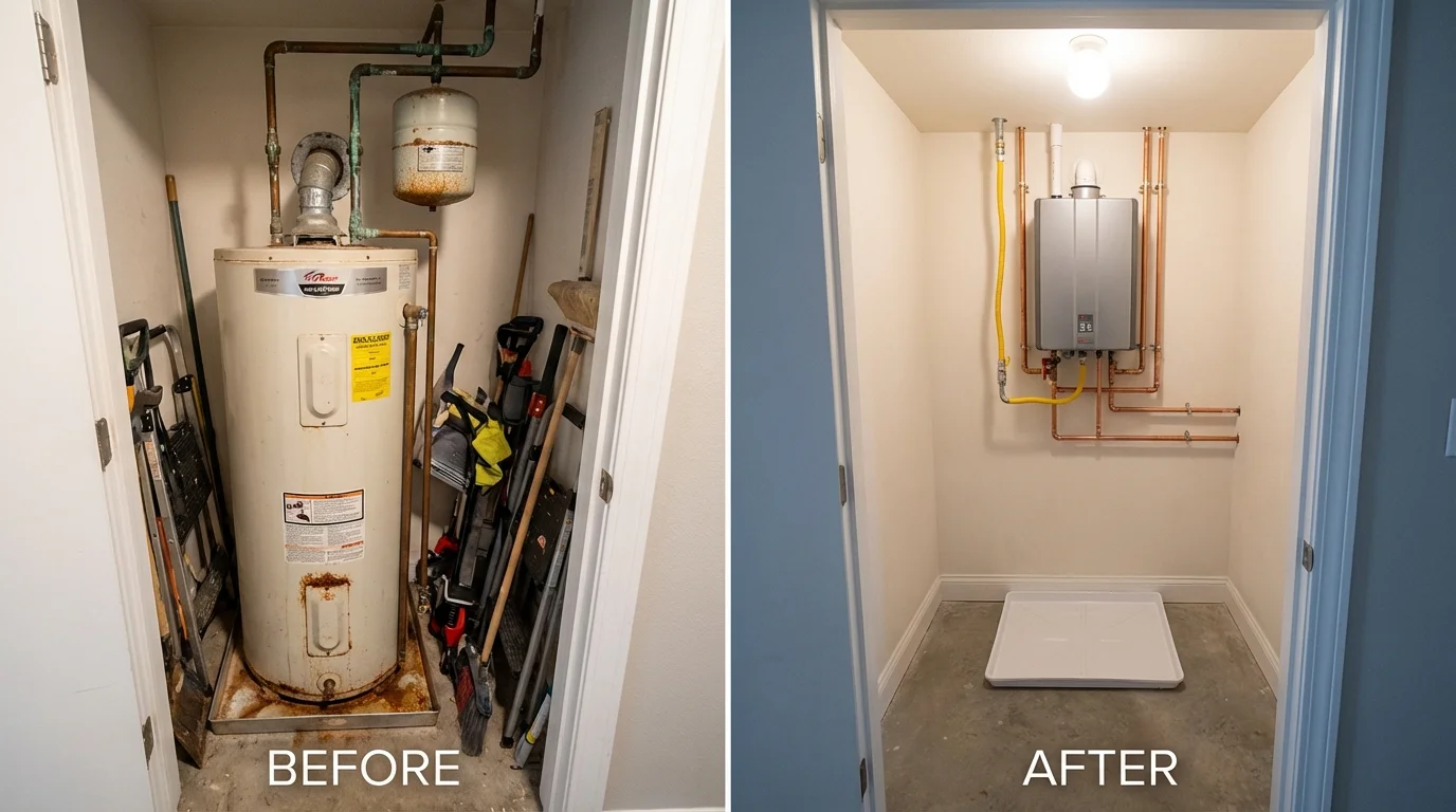 Tank water heater versus wall-mounted tankless unit comparison for Raymond, MS homeowners